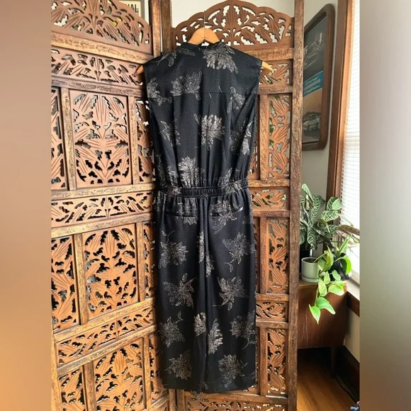 Vince woodblock floral print, black, sleeveless jumpsuit - Picture 5 of 9